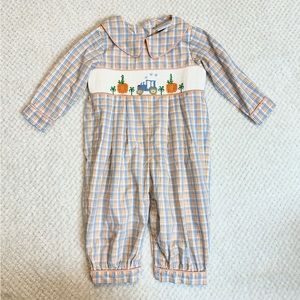 Tractor/Pumpkins Smocked Romper Size 12M (fits like 18/24m)